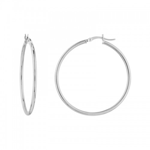 40mm Polished Hoops in 10K White Gold